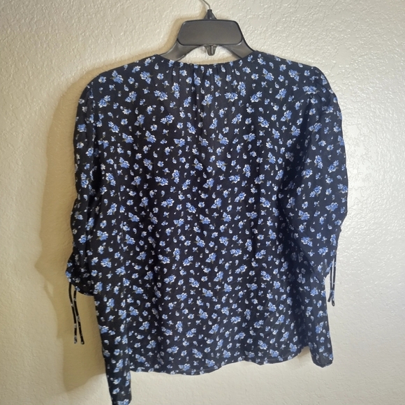 Madewell Silk Cinch-Sleeve Top in Baby's Breath Sz Xl - Picture 8 of 10